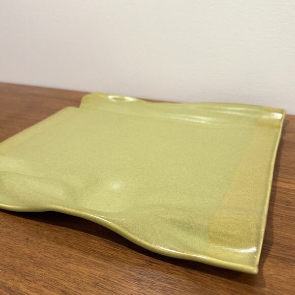 alex-marshall-square-ripple-  Alex Marshall Studios Pottery Oversized Square Serving Platter Plate Green 11.25